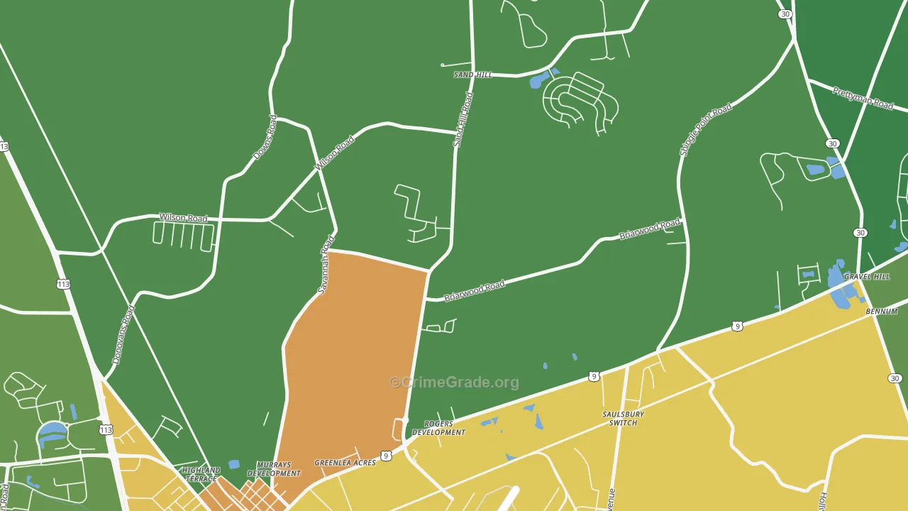 Nassau, DE Map of Drug-Related Crime Rates