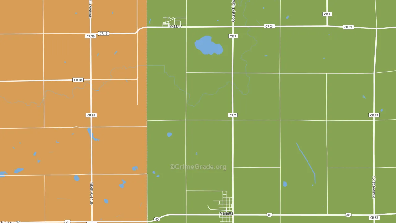 Nassau, MN Map of Drug-Related Crime Rates