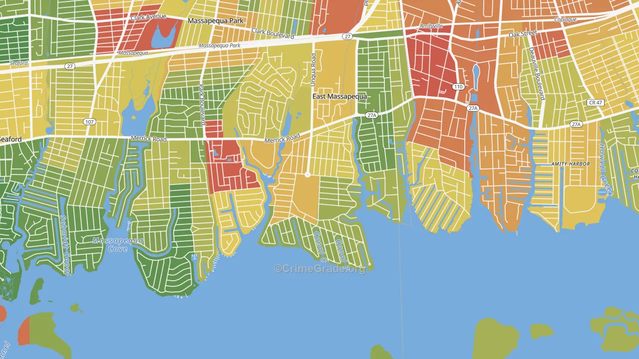 Nassau Shores, East Massapequa, NY Map of Drug-Related Crime Rates