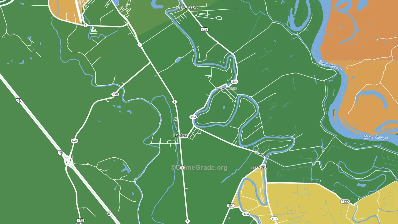 Natchez, LA Map of Drug-Related Crime Rates