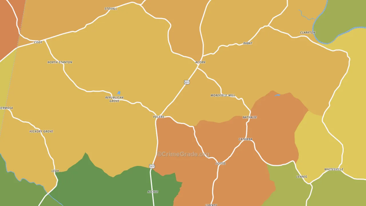 Nathalie, VA Map of Drug-Related Crime Rates