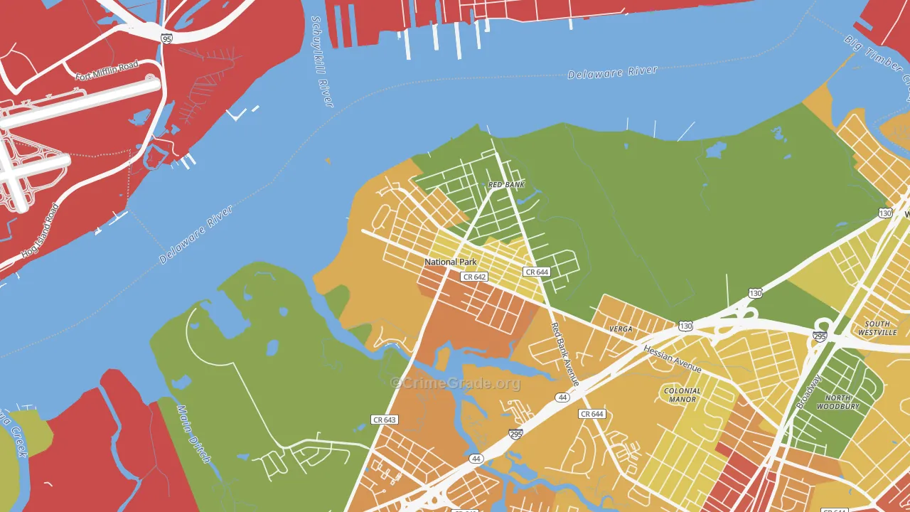 National Park, NJ Map of Drug-Related Crime Rates