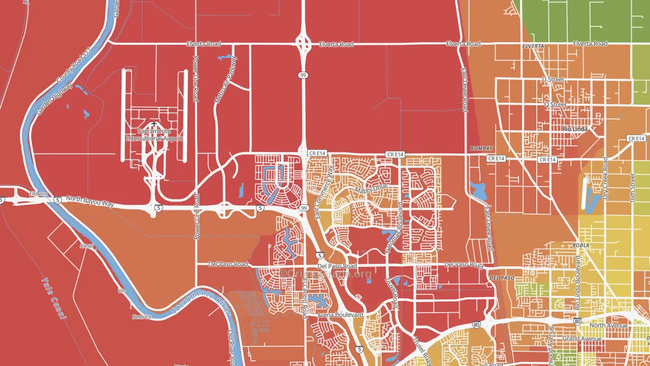 Natomas Creek, Sacramento, CA Map of Drug-Related Crime Rates