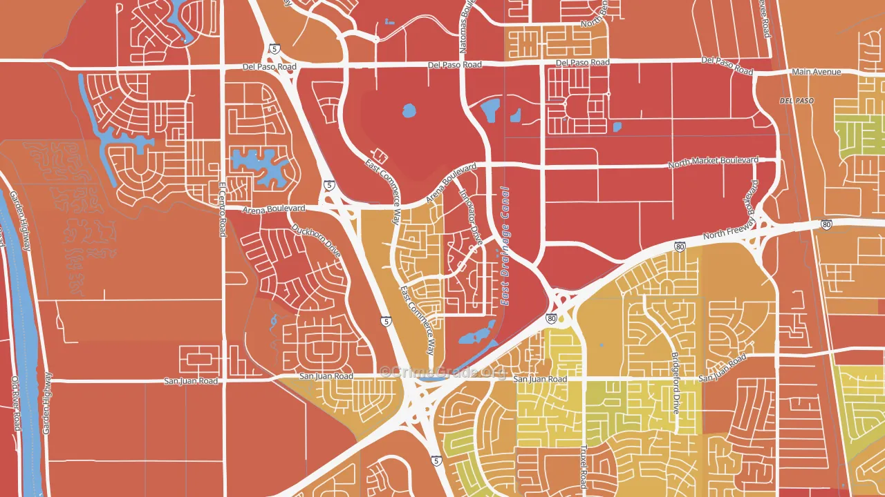 Natomas Crossing, Sacramento, CA Map of Drug-Related Crime Rates