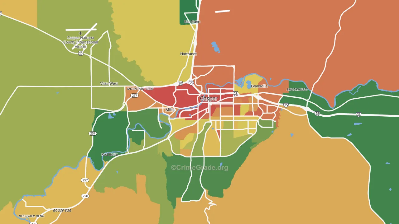 Natrona County, WY Map of Drug-Related Crime Rates