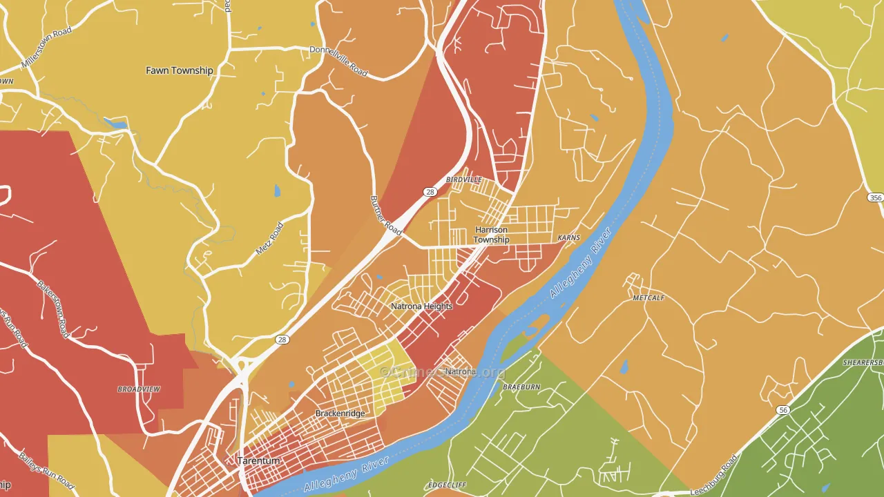 Natrona Heights, PA Map of Drug-Related Crime Rates