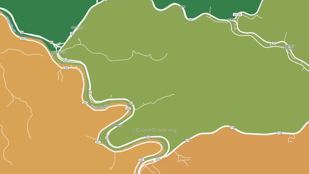 Naugatuck, WV Map of Drug-Related Crime Rates