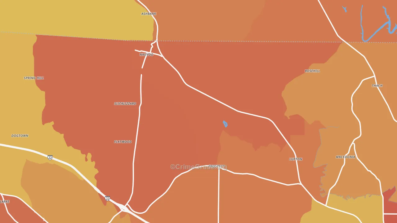 Nauvoo, AL Map of Drug-Related Crime Rates