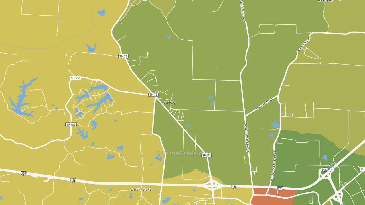 Nauvoo, TN Map of Drug-Related Crime Rates