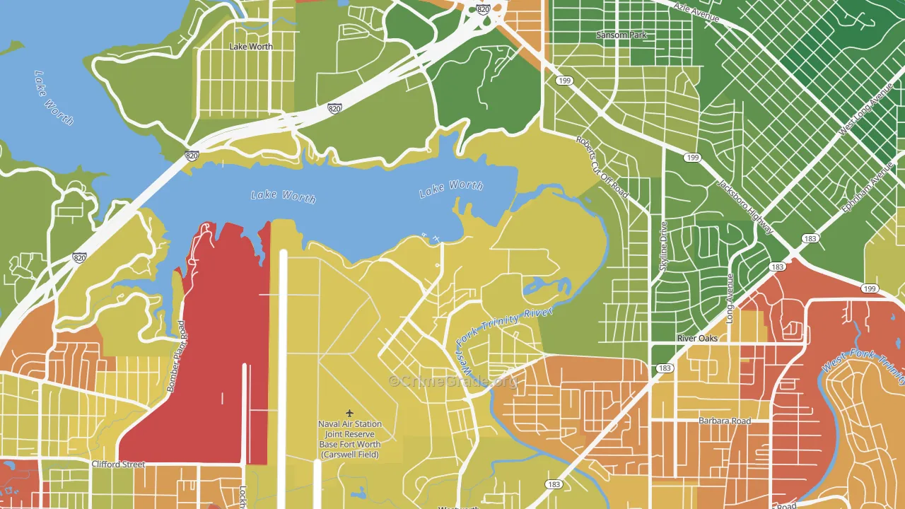 Naval Air Station JRB, TX Map of Drug-Related Crime Rates