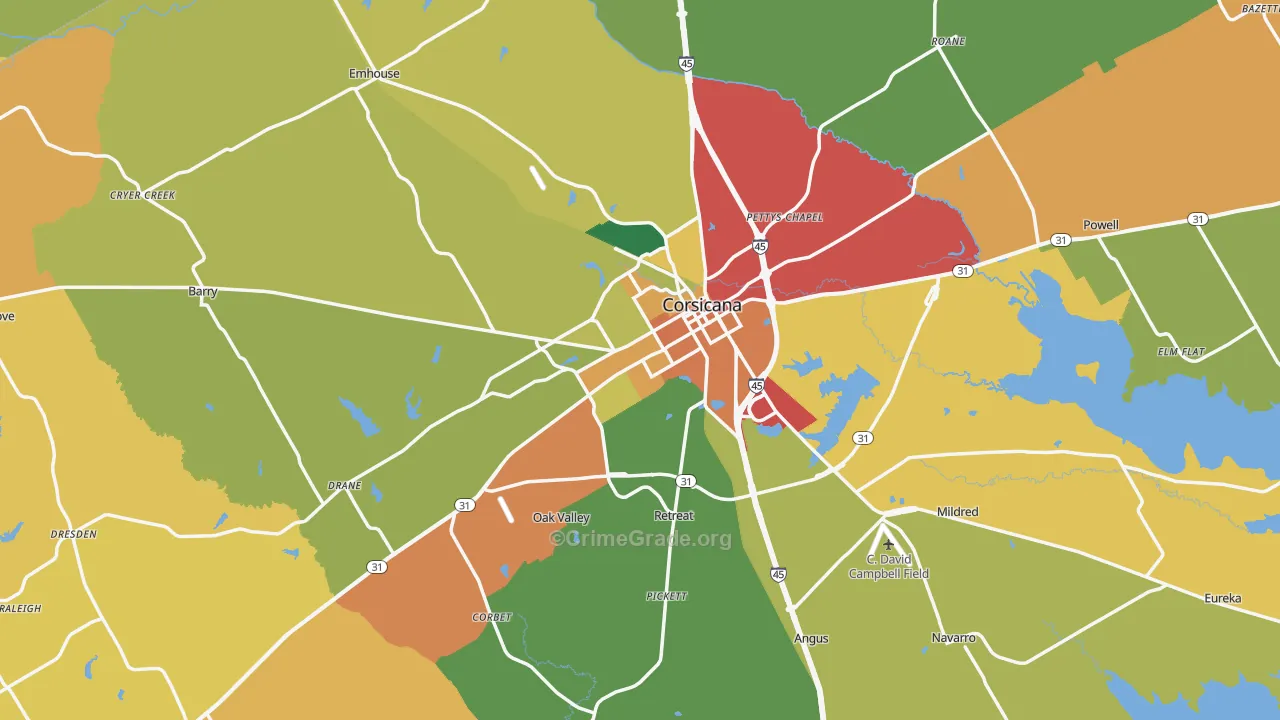 Navarro County, TX Map of Drug-Related Crime Rates
