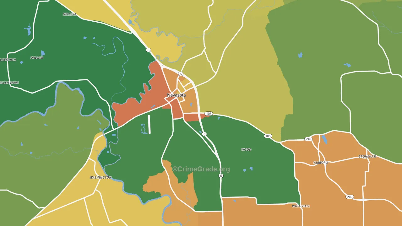 Navasota, TX Map of Drug-Related Crime Rates
