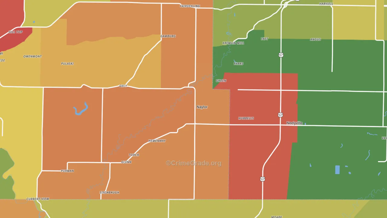 Naylor, MO Map of Drug-Related Crime Rates
