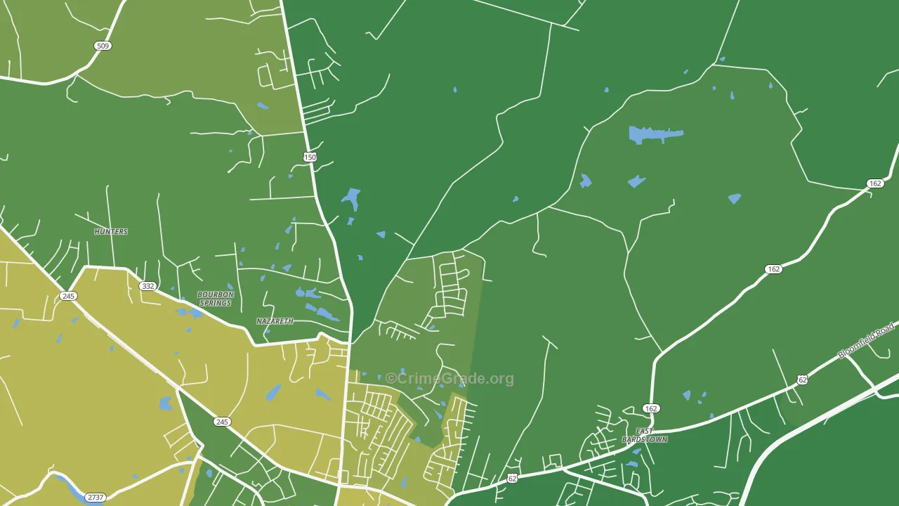 Nazareth, KY Map of Drug-Related Crime Rates
