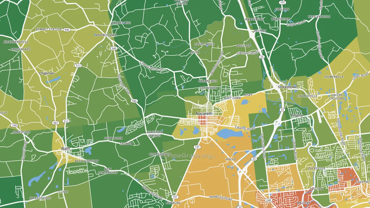 Nazareth, PA Map of Drug-Related Crime Rates