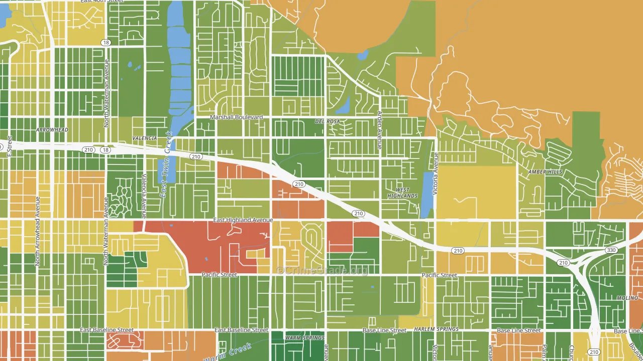 NE-Sterling, San Bernardino, CA Map of Drug-Related Crime Rates