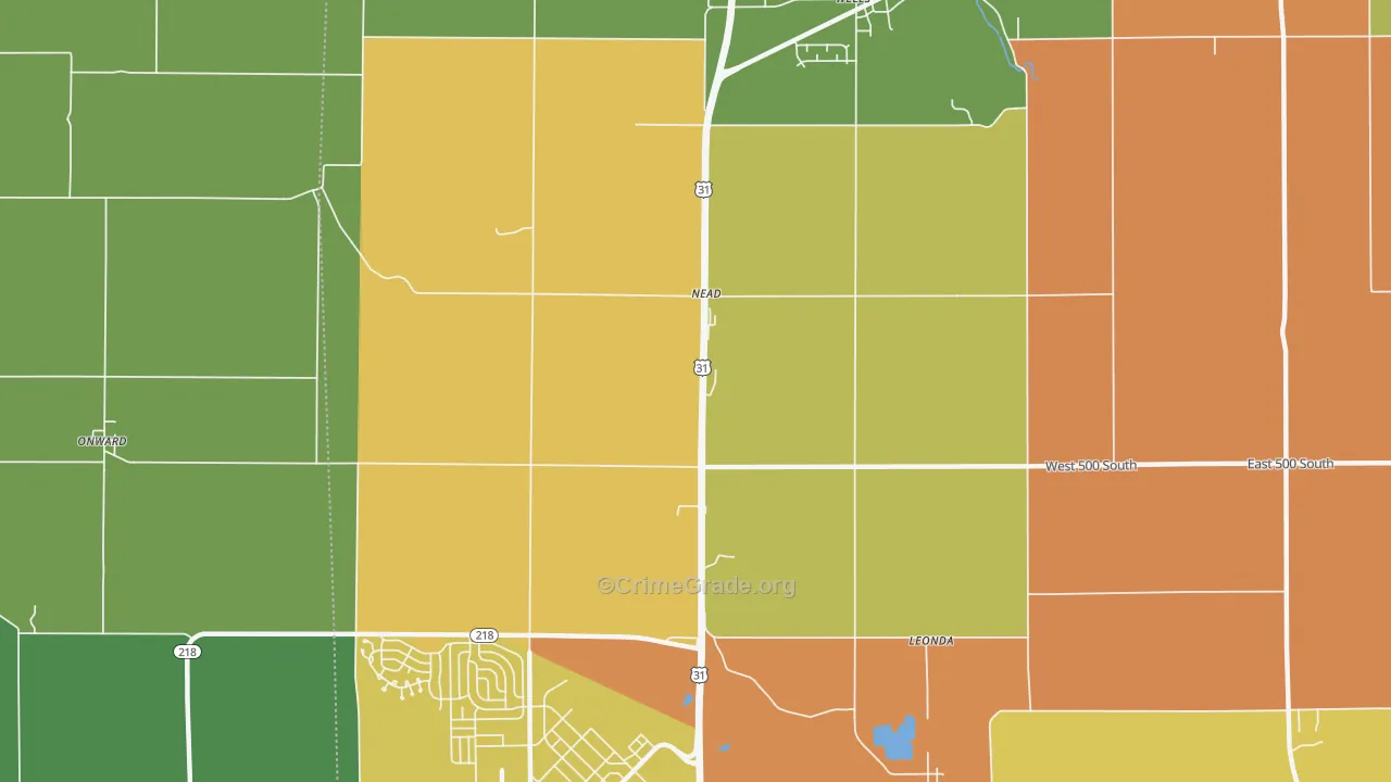 Nead, IN Map of Drug-Related Crime Rates