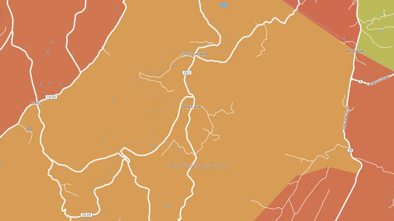 Neals Run, WV Map of Drug-Related Crime Rates