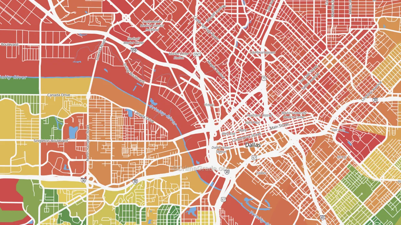 Near East, Dallas, TX Map of Drug-Related Crime Rates