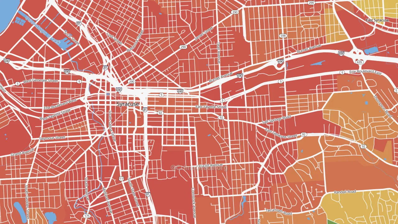 Near Eastside, Syracuse, NY Map of Drug-Related Crime Rates