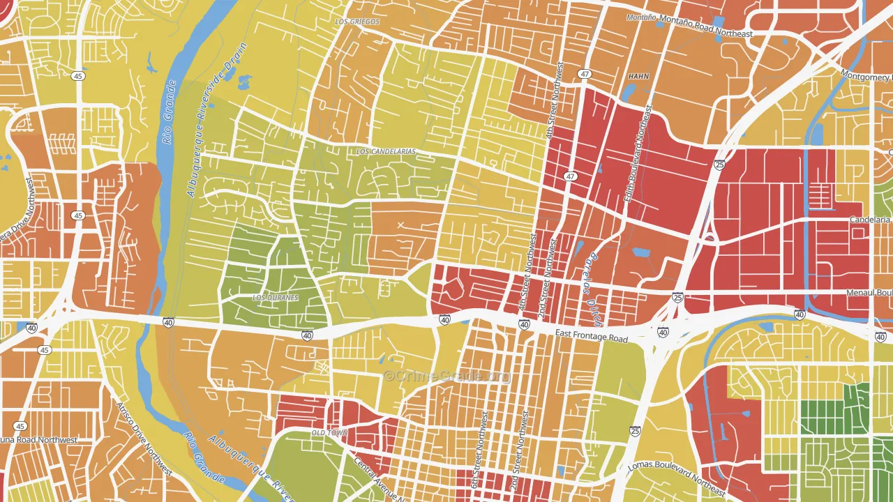 Near N Valley, Albuquerque, NM Map of Drug-Related Crime Rates