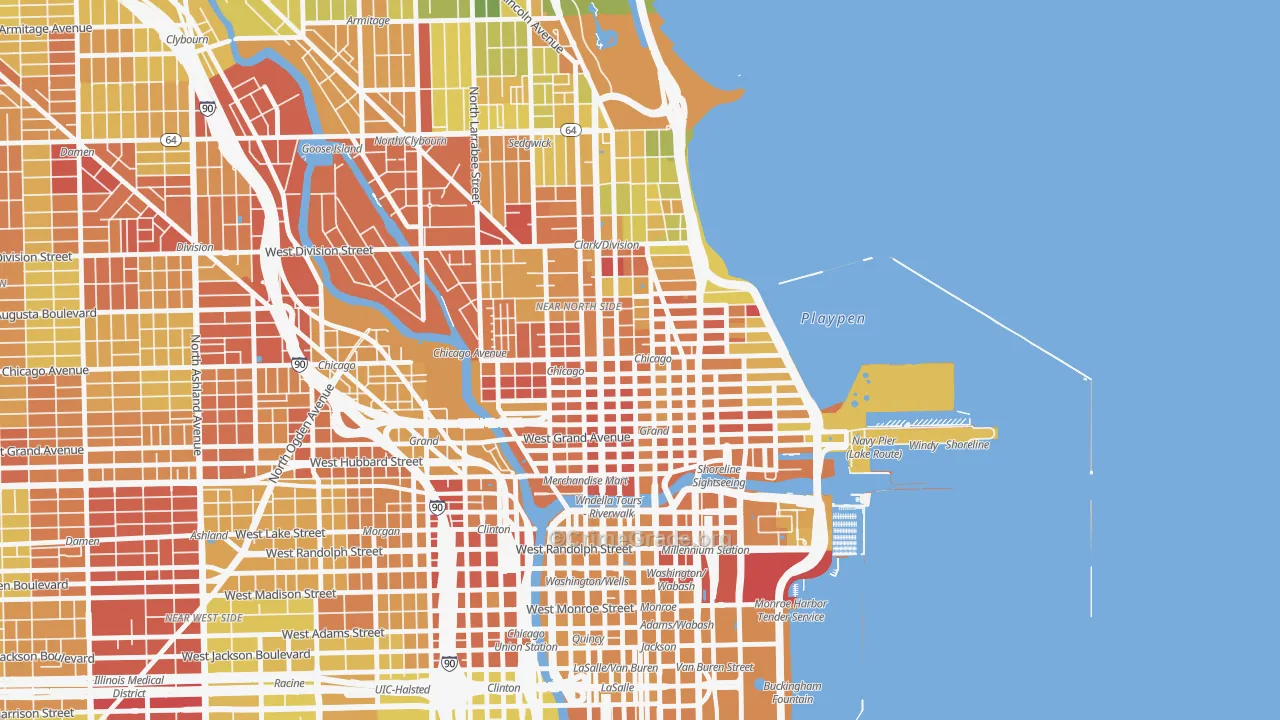 Near North Side, Chicago, IL Map of Drug-Related Crime Rates