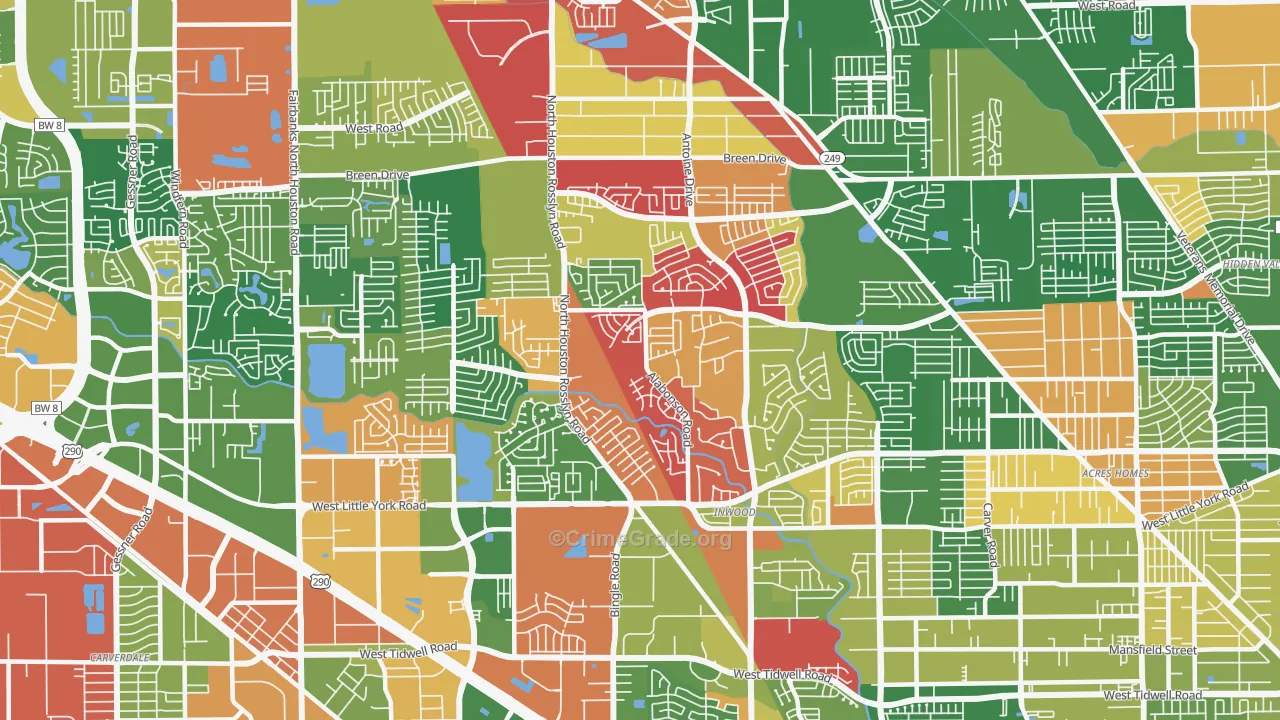 Near Northwest, Houston, TX Map of Drug-Related Crime Rates