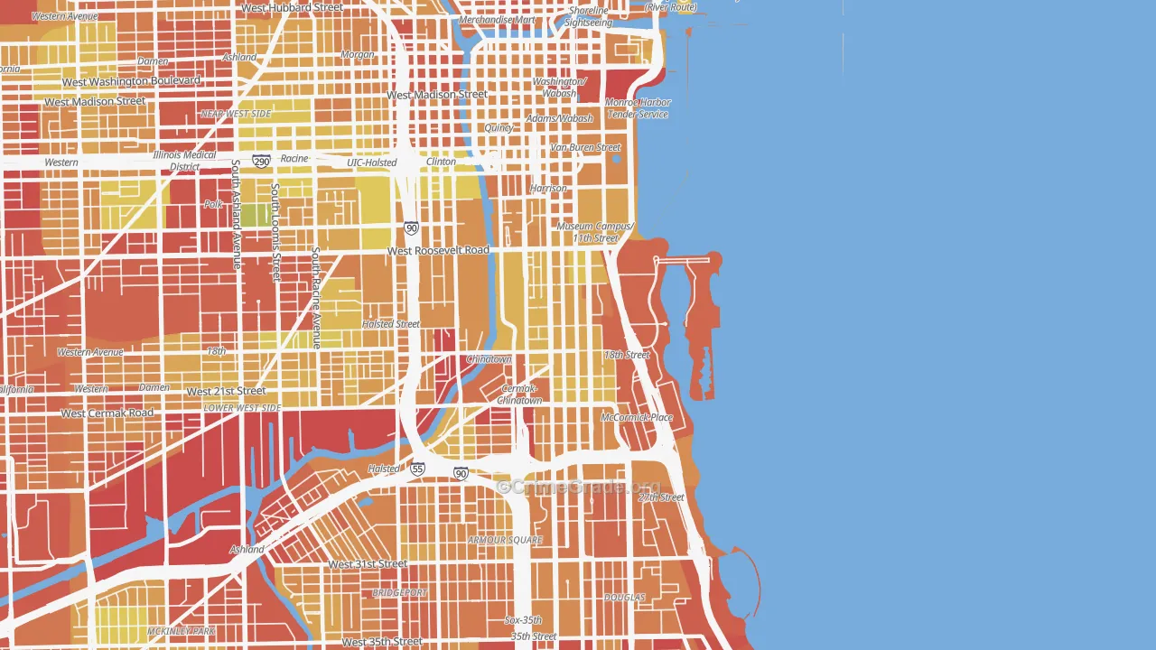 Near South Side, Chicago, IL Map of Drug-Related Crime Rates