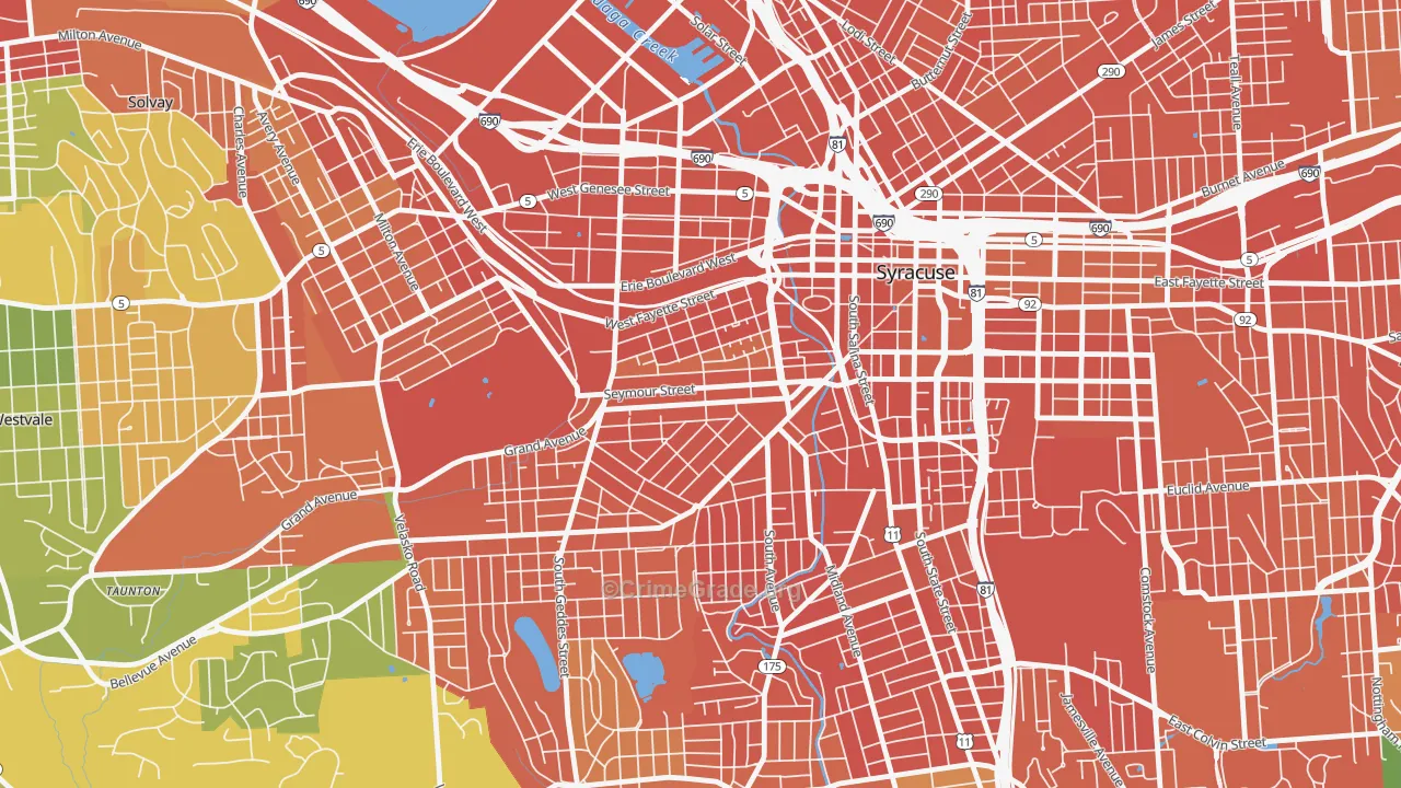 Near Westside, Syracuse, NY Map of Drug-Related Crime Rates