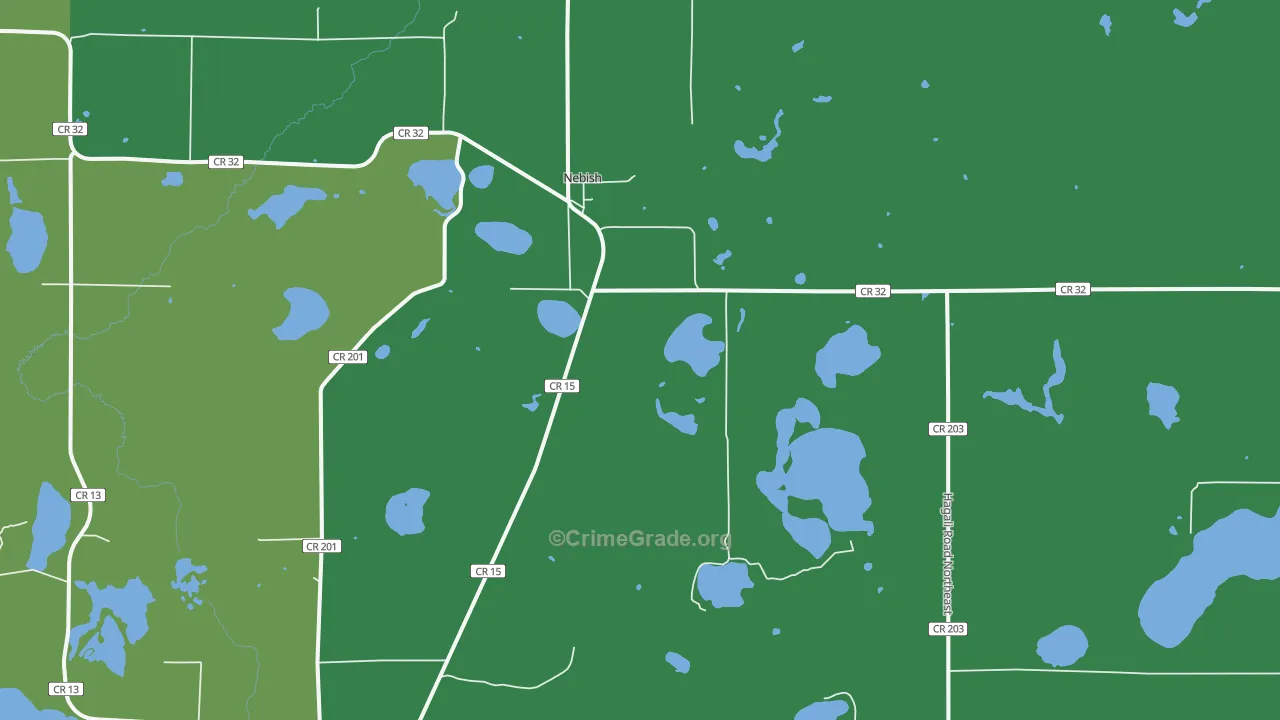 Nebish, MN Map of Drug-Related Crime Rates