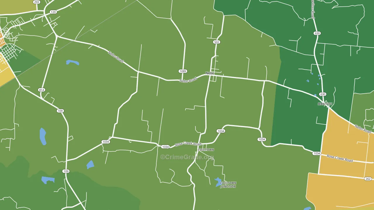 Nebo, KY Map of Drug-Related Crime Rates