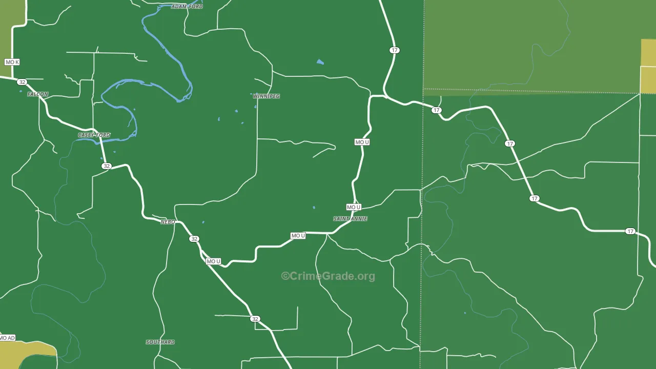 Nebo, MO Map of Drug-Related Crime Rates