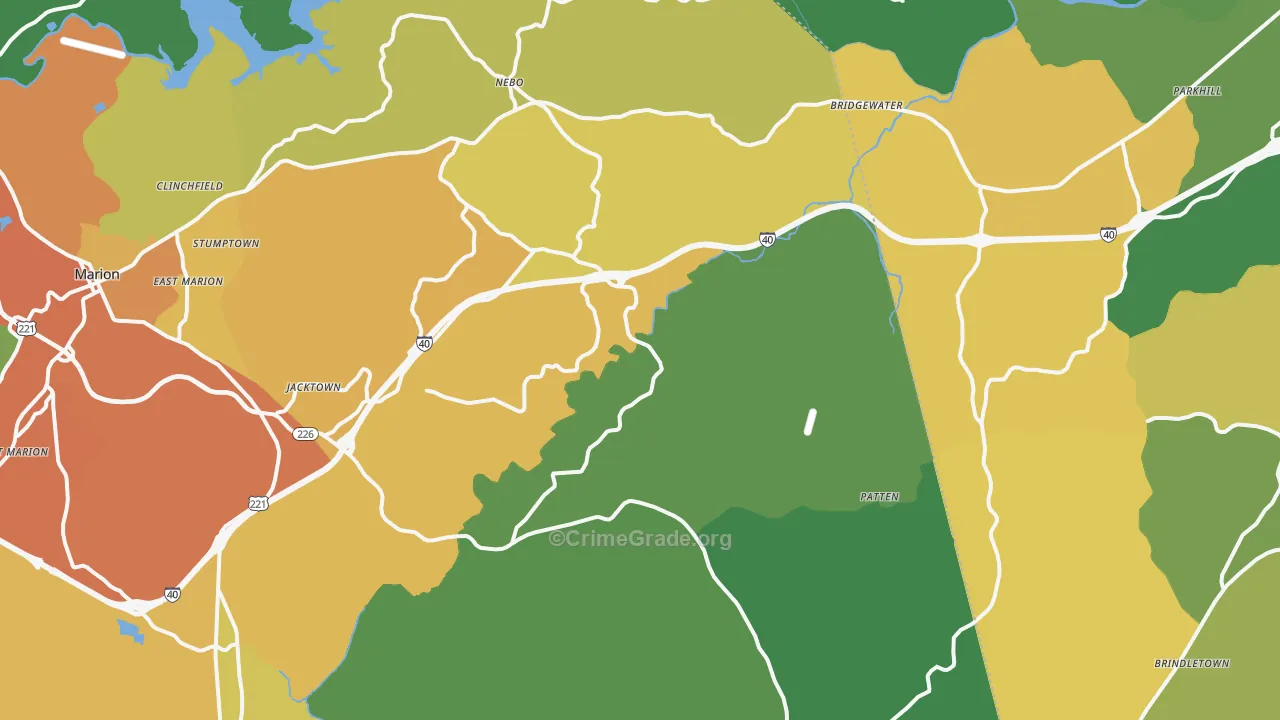Nebo, NC Map of Drug-Related Crime Rates