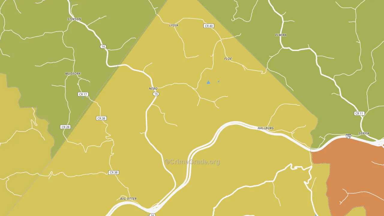 Nebo, WV Map of Drug-Related Crime Rates
