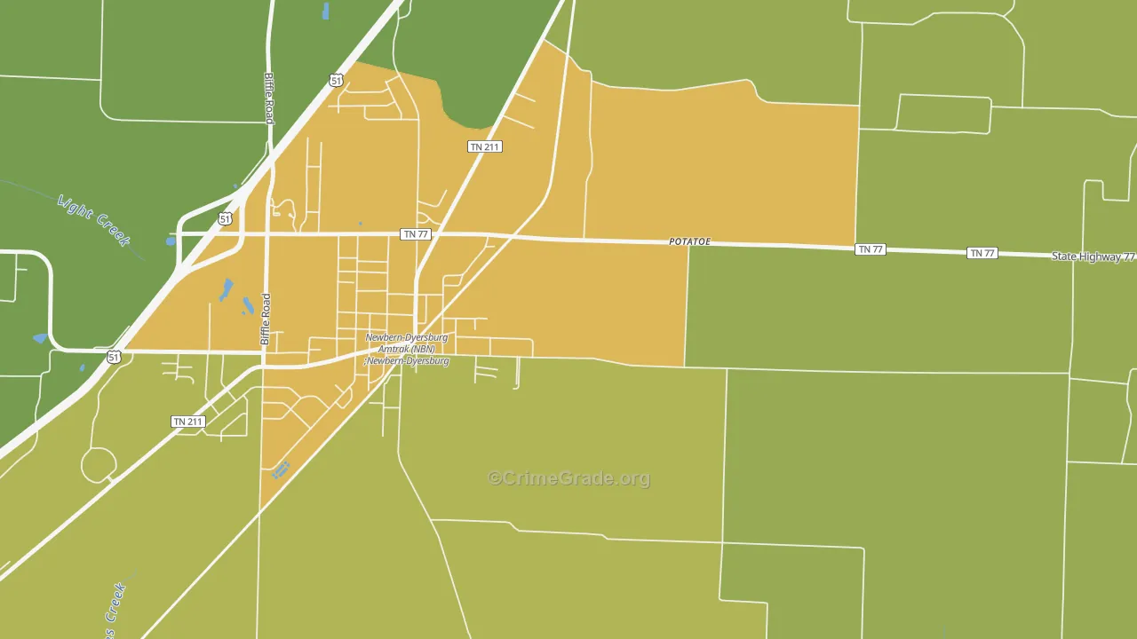 Neboville, TN Map of Drug-Related Crime Rates