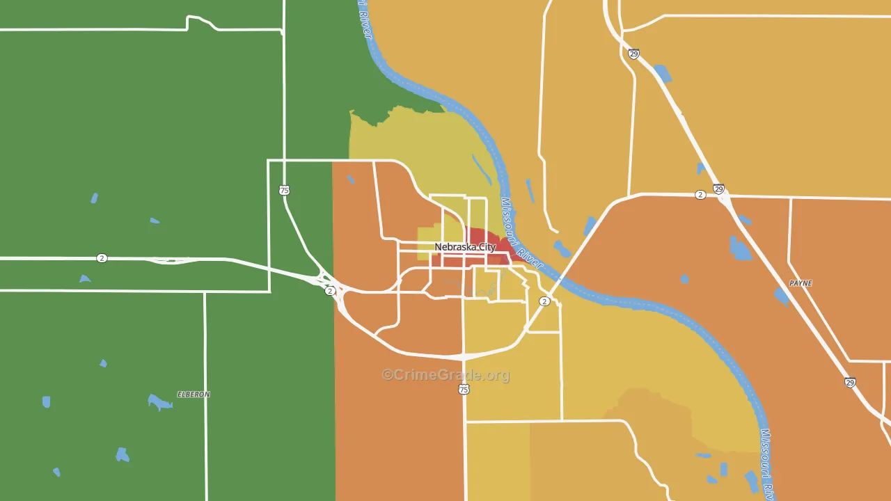 Nebraska City, NE Map of Drug-Related Crime Rates