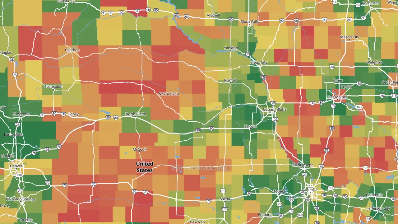 Nebraska Map of Drug-Related Crime Rates