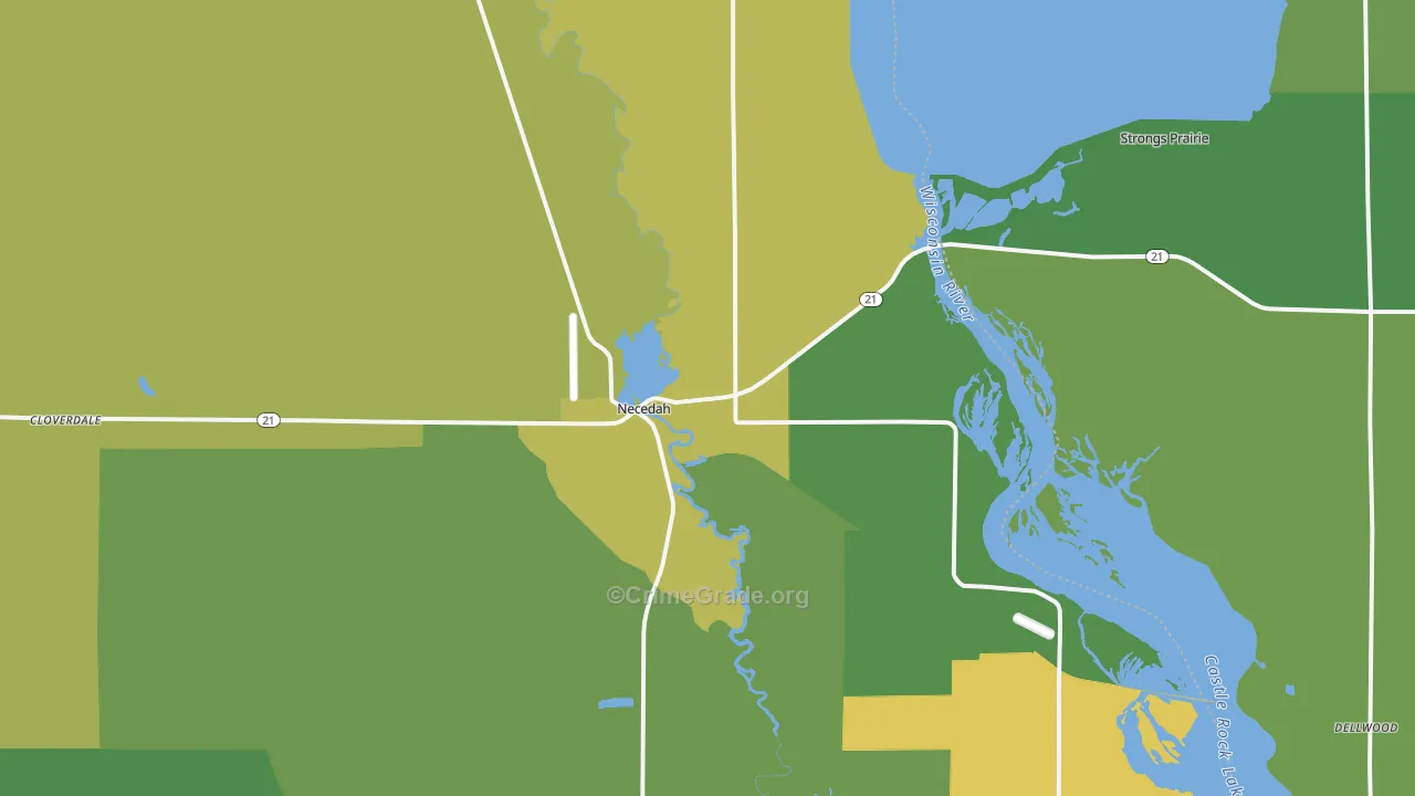 Necedah, WI Map of Drug-Related Crime Rates