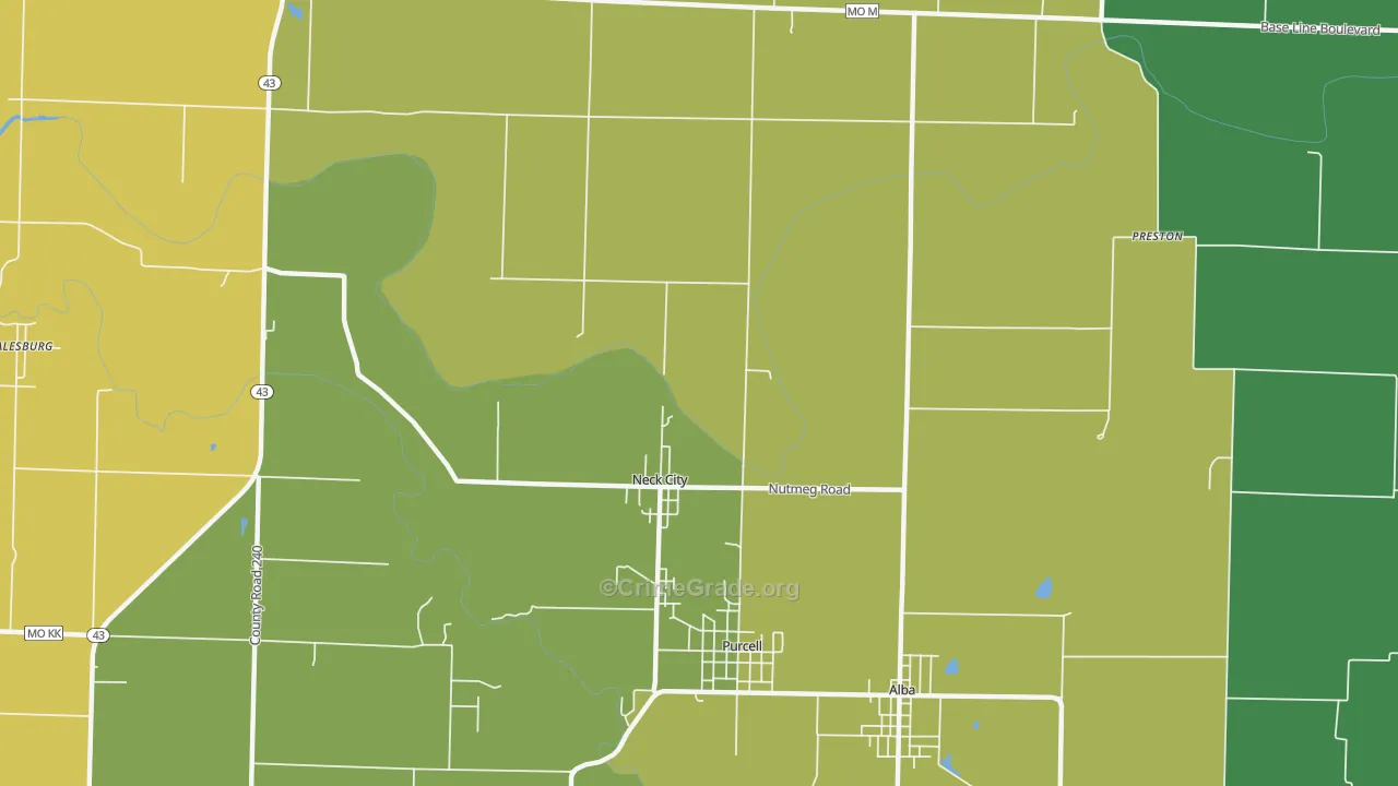 Neck City, MO Map of Drug-Related Crime Rates