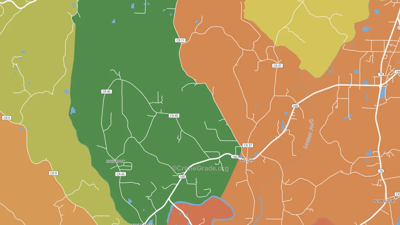 Nectar, AL Map of Drug-Related Crime Rates