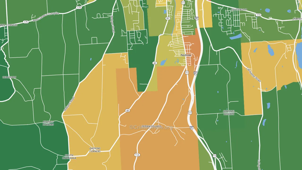Nedrow, NY Map of Drug-Related Crime Rates
