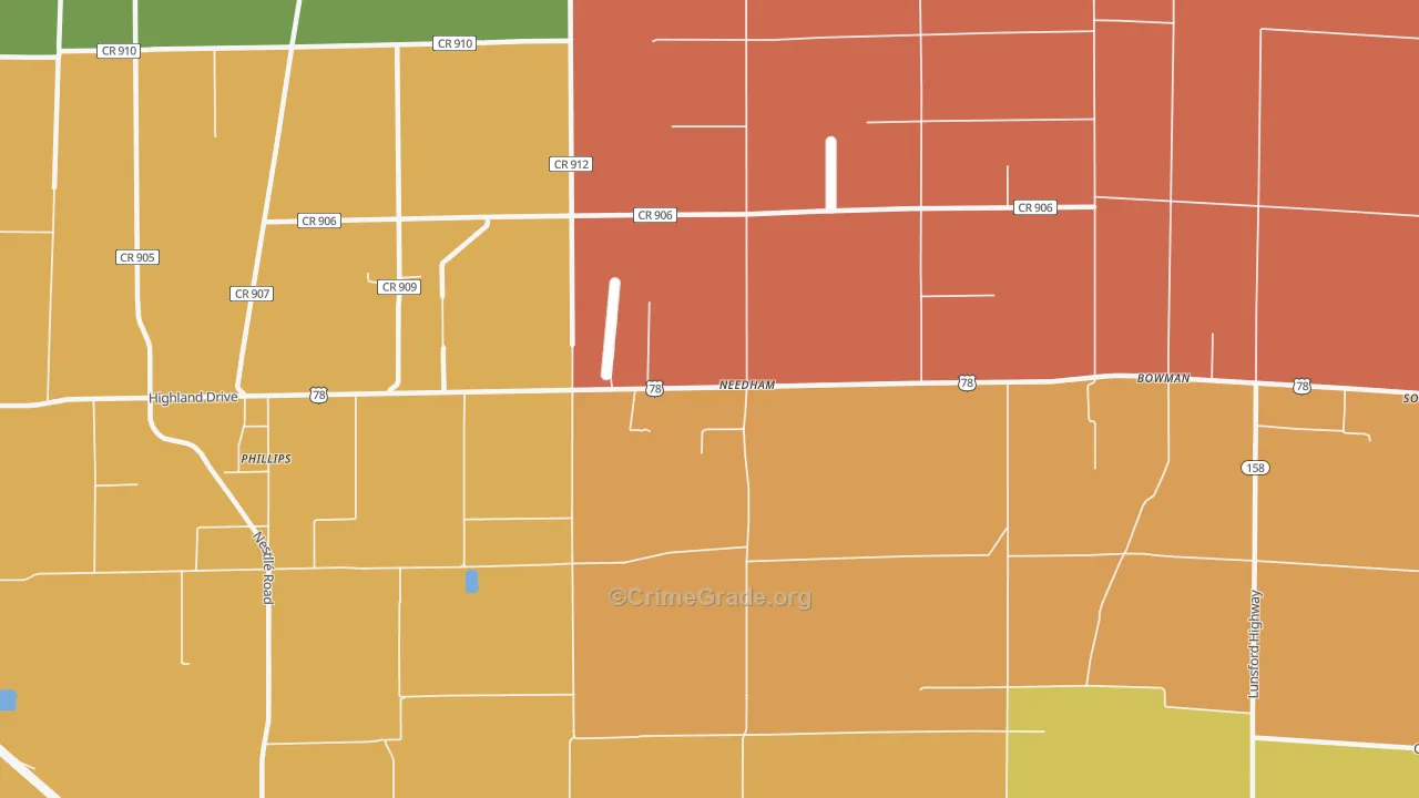 Needham, AR Map of Drug-Related Crime Rates