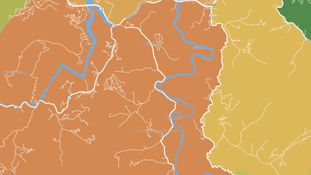 Needmore, NC Map of Drug-Related Crime Rates
