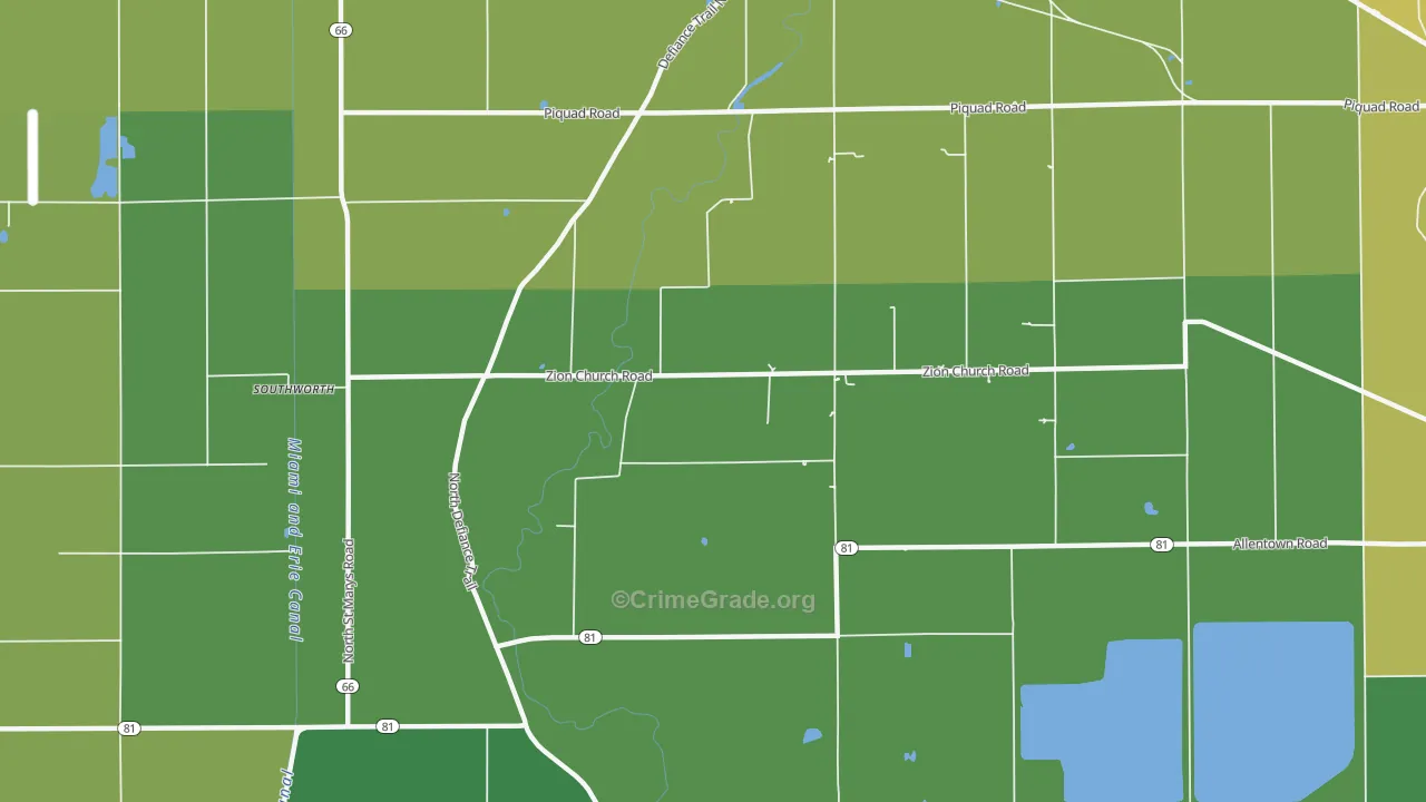 Needmore, OH Map of Drug-Related Crime Rates