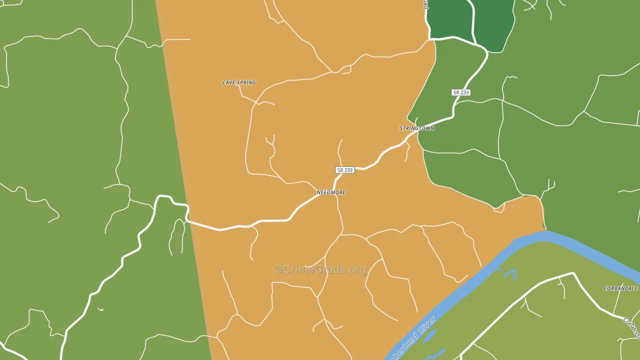 Needmore, TN Map of Drug-Related Crime Rates