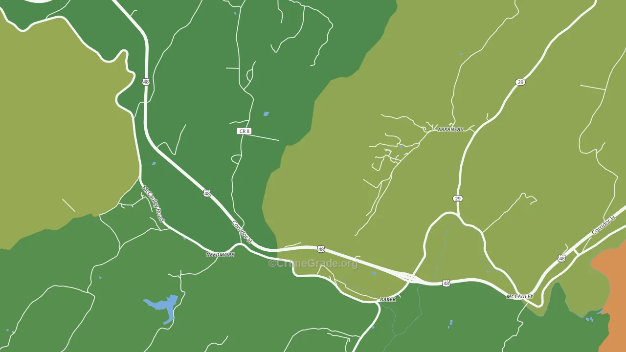 Needmore, WV Map of Drug-Related Crime Rates