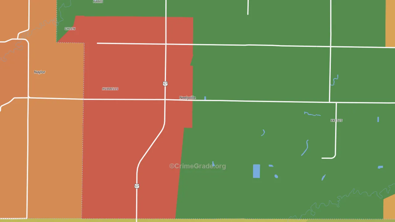 Neelyville, MO Map of Drug-Related Crime Rates