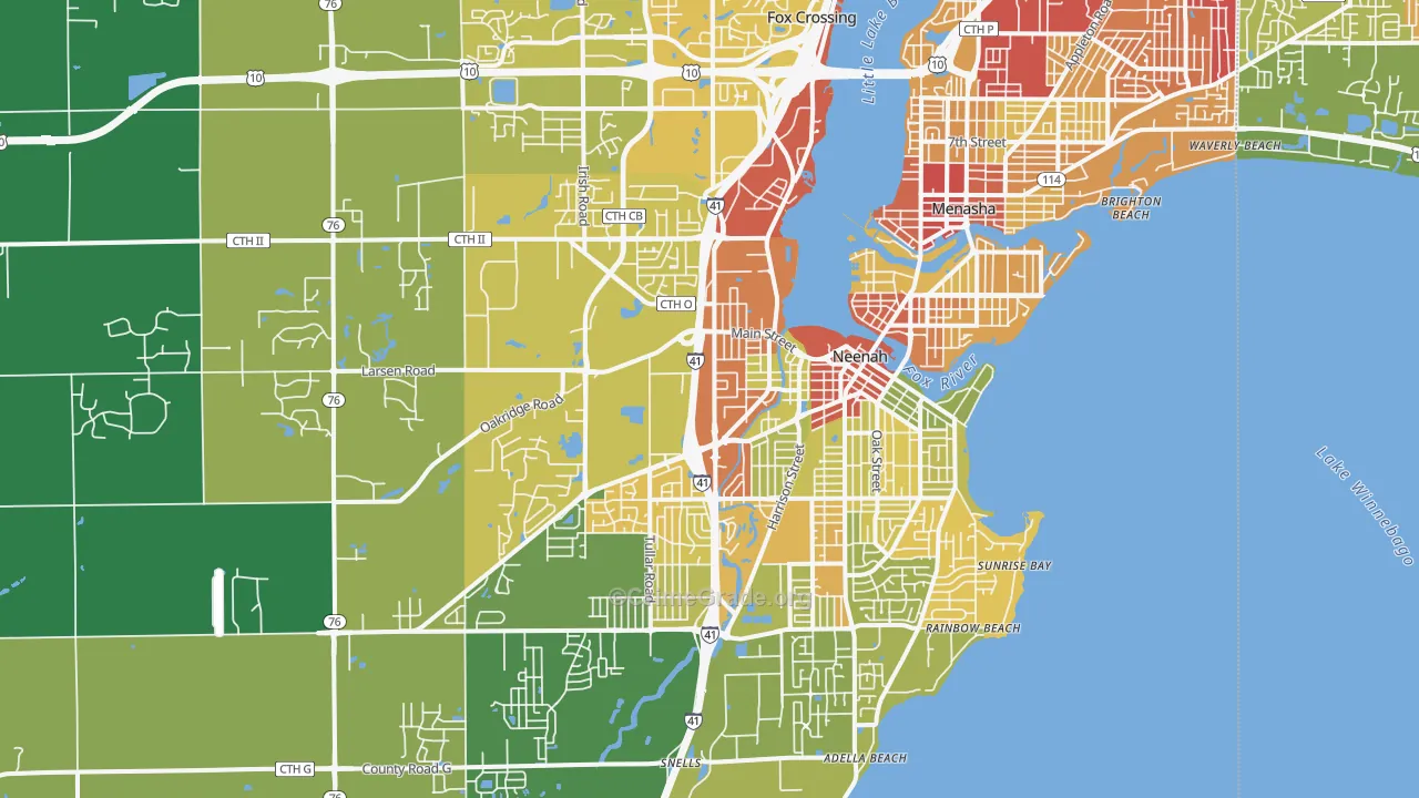 Neenah, WI Map of Drug-Related Crime Rates
