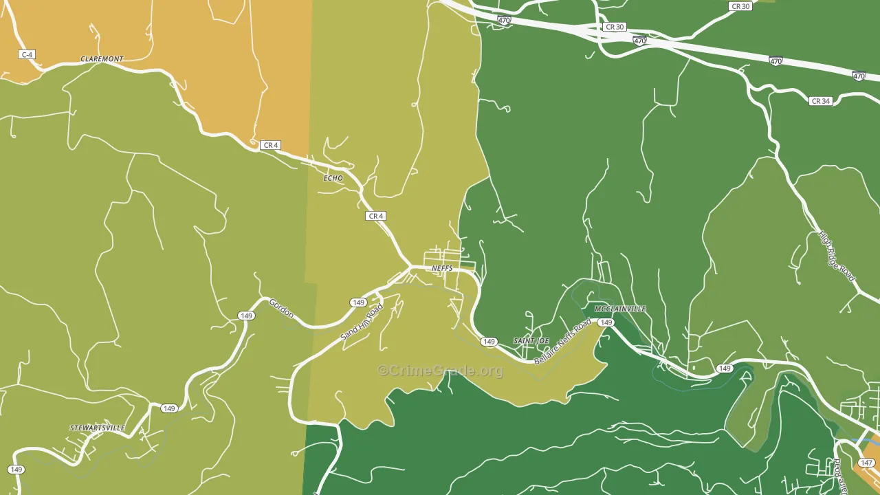 Neffs, OH Map of Drug-Related Crime Rates