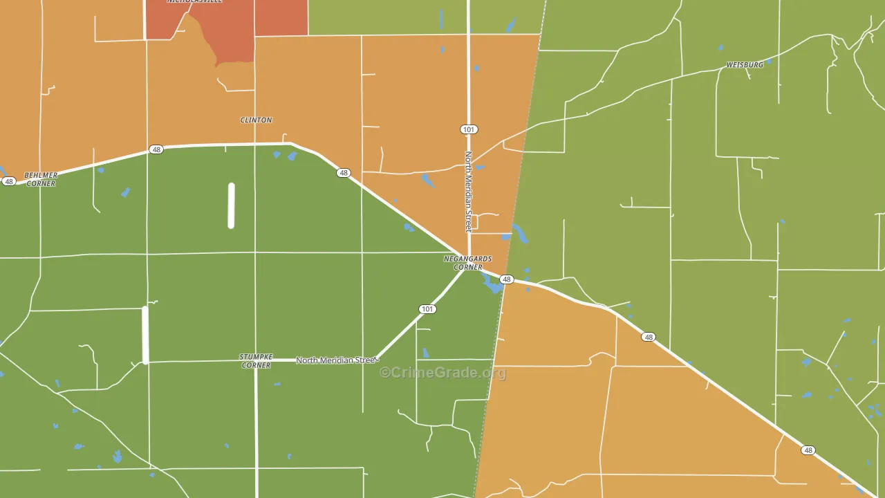 Negangards Corner, IN Map of Drug-Related Crime Rates